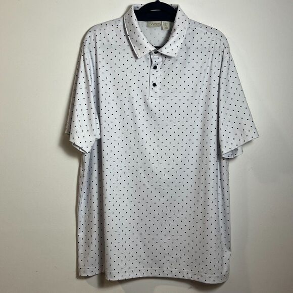 Rorie Whelan Golf Polo Shirt XXL White/Blk Diamond Dot Soft Stretch Lightweight - Picture 2 of 5